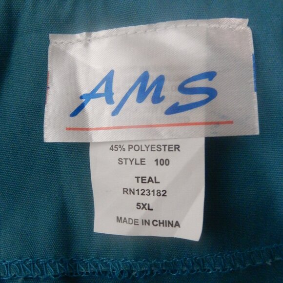 AMS Medical Uniform Scrubs Style 100 Teal Size 5XL Left Side Chest Pocket (U016) - Picture 3 of 9